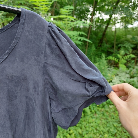 100% Silk Bubble Sleeve Mini Dress - Picture 3 of 12